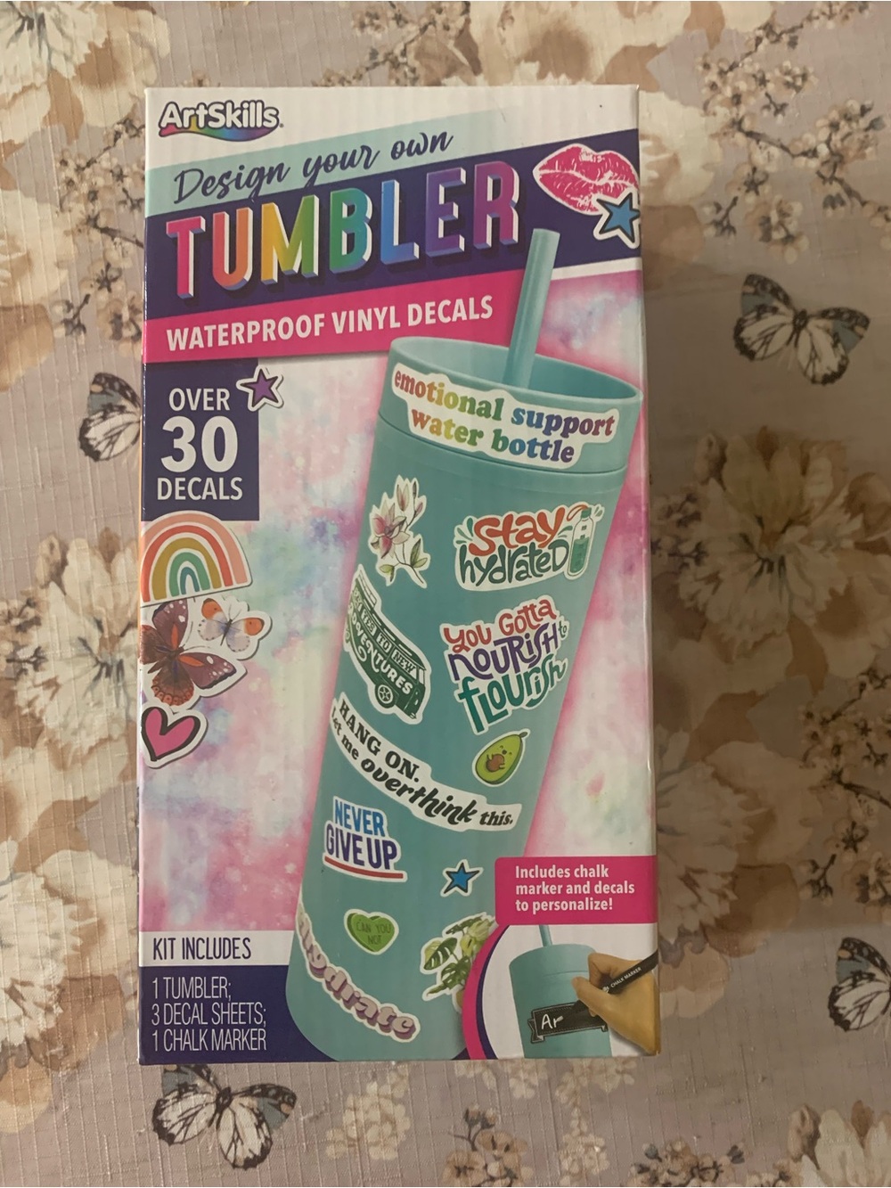 Teal Tumbler with Waterproof Vinyl Decals